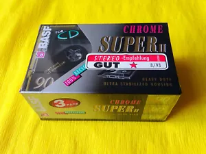 3x cintas de casete BASF Chrome Super II 90 1993 + EMBALAJE ORIGINAL + SELLADO + en paquete + - Imagen 1 de 2