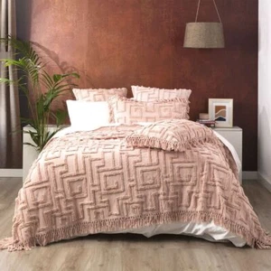 Renee Taylor Riley Cotton Tufted Coverlet set Blush Queen/King