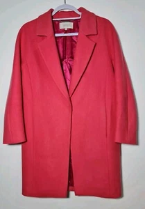 Cappotto invernale Hobbs donna rosa foderato singolo bottone rosa lana oversize taglia UK 10 - Foto 1 di 17