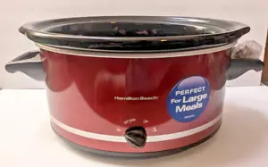 Hamilton Beach Large Slow Cooker Crock Pot 6 qt Oval Red, Lid not Included - Picture 1 of 5