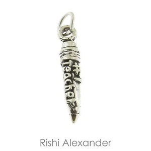 925 Sterling Silver #1 Teacher Pencil Charm Made in USA - Picture 1 of 3