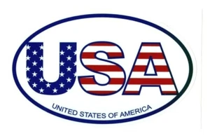 Oval USA American Flag Decal Sticker | Size: 6" wide x 3.75" tall - Picture 1 of 2