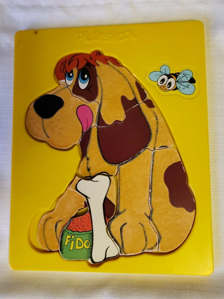 Bandeja PlaySkool quebra-cabeça infantil vintage flocado plástico e madeira  - Imagem 1 de 1