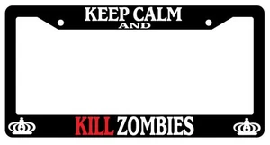 Marco de placa negra para mantener la calma y matar zombies accesorio automático novedad rojo - Imagen 1 de 1
