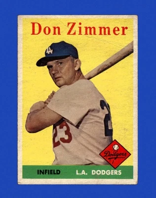 1958 Topps Set-Break # 77 Don Zimmer baja calidad (arruga) *GMCARDS* Foto 1 de 2