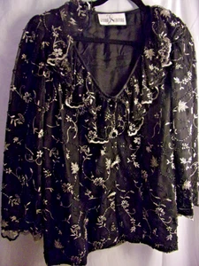 Gloria Couture Beaded /Sequins Top L/XL Snap Front Beautiful VGC - Picture 1 of 2