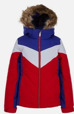 Nova Jaqueta Spyder Meninas Lola Tamanho 12 Esqui Snowboard Nova Com Etiqueta Azul Vermelho Branco - Imagem 1 de 4