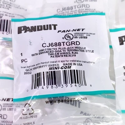 10-Pack Panduit CJ688TGRD Mini-Com TX6 RJ45 Category-6 8-Wire TG-Style Jack Red - Image 1 of 4