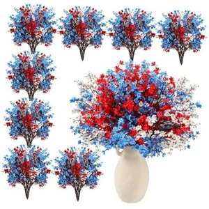 24 Pcs 4th of July Artificial Flowers Red Blue White Patriotic Picks - Picture 1 of 7