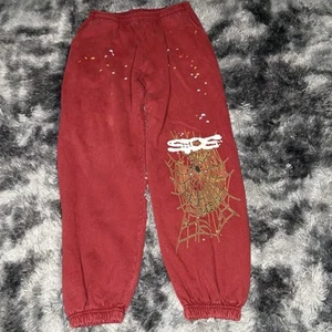 Sp5der Worldwide x Young Thug Brand Sweatpants Maroon 100% Authentic - Picture 1 of 6
