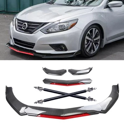 Front Bumper Lip Splitter Spoiler carbon fiber For Nissan Altima Body Kit Strut Foto 1 de 4