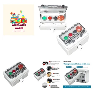 Push Button Box with Emergency Stop Button Red Green Momentary Push Button B... - Picture 1 of 7