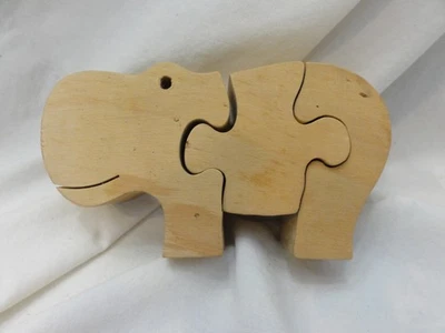 Vintage Wooden Hippo Freestanding Puzzle - Image 1 of 4