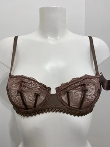 Simone Perele Adelaide Brown Bra 30C Demi Underwired Lace Half Cup Sheer lace - Picture 1 of 10