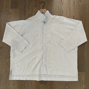 Camisa Eskandar Slim Línea A Doble Soporte Cuello Blanco, Gris, Azul Rayas 0/M - Imagen 1 de 8