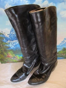 Daniel Guccini Damen hohe schwarze Leder Stiefel UK7 EU40 US9,5-10 Pull-On, Italy - Bild 1 von 12