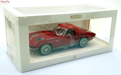 Chevrolet Corvette Sting Ray Cabriolet Riverside 1963 Norev 1/18 rojo Foto 1 de 4