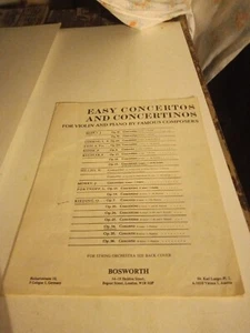 SPARTITO EASY CONCERTOS AND CONCERTINOS VIOLIN PIANO BOSWORTH - Picture 1 of 2