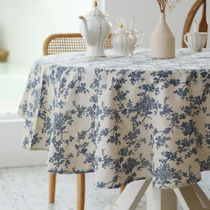 Pastoral round Tablecloth - 60 Inch Dia. - Linen Fabric Table Cloth - Washable T - Picture 1 of 7