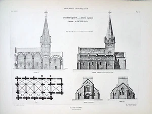 Eglise d'Isomes  (Haute Marne) planche début XX° - Picture 1 of 1