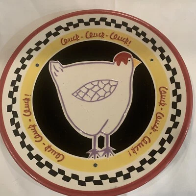 Plato redondo para servir pollo Becky Denny Cluck-Cluck-Cluck 12" Foto 1 de 4