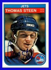 1982-83 OPC O-PEE-CHEE Hockey Signed Card #391 Thomas Steen Winnipeg Jets