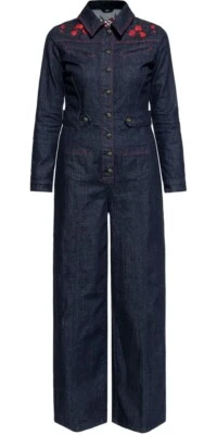 Queen Kerosin Damen Roses Western Overall Denim - Bild 1 von 4