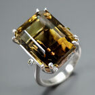 Handmade 24 ct Natural Smoky Quartz Ring 925 Sterling Silver Size 8 /R349839