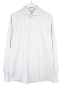 SUITSUPPLY Traveller Slim Fit Formal Shirt Men's 44L / 17 1/2L Pinstriped Grey - Picture 1 of 9