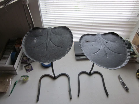 VTG PAIR SALTERINI LILY PAD NESTING TABLES WROUGHT IRON PAINTED GREYISH Cover