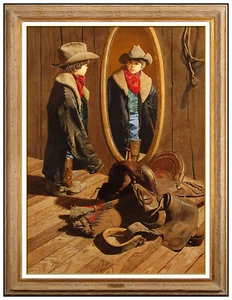 Don Doxey Original Oil Painting On Board Signed Child Portrait Framed Western - Picture 1 of 6