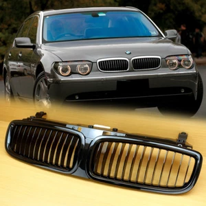 2002-2005 Fit BMW 7-Series E65 E66 4D Pre-facelift Shiny Black Front Grille 760i - Picture 1 of 5