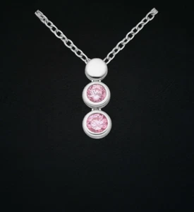 925 Sterlingsilber Anhänger, verziert mit rosa simulierten Diamanten CZ - Bild 1 von 2