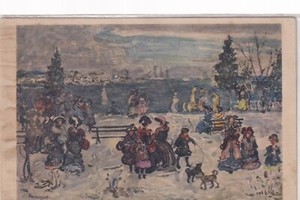 April Snow by Maurice Brazil Prendergast, Rare Post Card, One of a Kind, Vintage