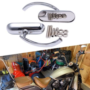 Chrome Mini Oval Rear View Mirrors For Indian Scout Sixty Bobber 2015-2023 - Bild 1 von 8