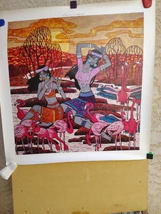 ""Pink Flamingos"" Zu Ming Ho giclee - Picture 1 of 5