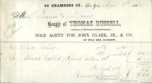 1862 New York Receipt THOMAS RUSSELL - Picture 1 of 2