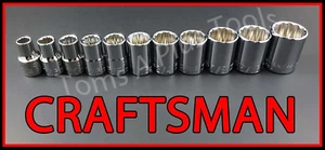CRAFTSMAN HAND TOOLS 11pc 1/2 drive short SAE 12pt ratchet wrench socket set !! - Picture 1 of 4