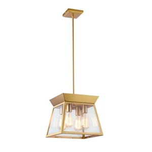 Artcraft Lucian 12" Diameter 4 Light Chandelier, Brushed Brass/Clear - AC11851BB - Picture 1 of 1