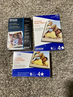 Genuine Epson Premium Photo Paper 4x6 Glossy 140 Sheets, 5x7 20 Sheets - Image 1 of 2