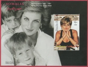 PRINCSS DIANA 5th ANNIVERSARY OF DEATH WILLIAM AND HARRY SOMALIA MNH STAMP SHEET - Picture 1 of 1