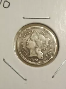 1870 3 Cent Nickel - Picture 1 of 2