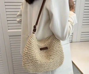 NEU Tasche Damentasche Schultertasche Sommer Rattan Umhängetasche Beige - Bild 1 von 6