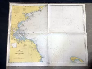 Vintage 1950er Seekarte Masse Massachusetts Bay Segeln NOAA - Bild 1 von 3