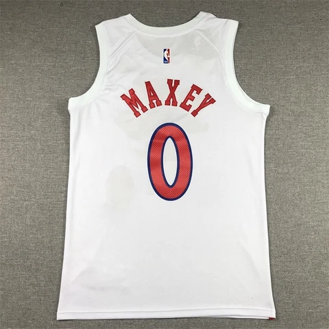 Philadelphia 76ers Tyrese Maxey mens  white City Edition jersey 6th anniversary Cover