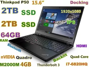 Workstation Thinkpad P50 i7-Quad FAST 4TB SSD 64GB 15.6 FHD M2000M + DOCKING - Picture 1 of 11