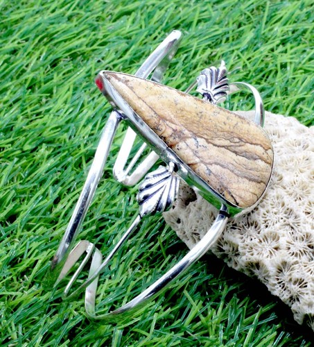 VALENTINO Bracciale Gioielli Argento Sterling 925 Immagine Diaspro Gemma Misura Adj