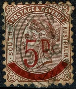 U5766 SOUTH AUSTRALIA 1891 Queen Victoria 5d on 6d pale brown  SG 230 used - Picture 1 of 1