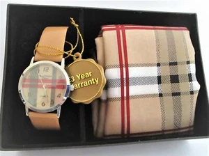 Día de la Madre Marcel Drucker Nuevo Elegante Reloj y Bufanda de Seda Conjunto Movimiento Cuarzo - Imagen 1 de 9