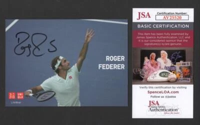 Roger Federer Signed Autograph 4x5.5 Photo Card - 8x Wimbledon Champion JSA COA - Image 1 of 2
